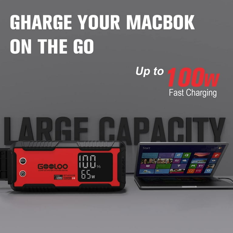 Jump Starter Portatile Con Display GOOLOO GT4000S - Avviatore Auto Portatile 4000a Power Bank 12v 675485 - Foto 2
