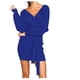 thumbnail image 1 of Vestido de manga larga a la cadera con cuello en V y encaje Sexy de Color sólido a la moda para mujer Pompotops  hdfakjf6866, 1 of 9