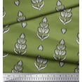 thumbnail image 2 of Soimoi Poly Georgette Fabric Leaves & Paisley Block Printed Fabric 1 Yard 42 Inch Wide, 2 of 3
