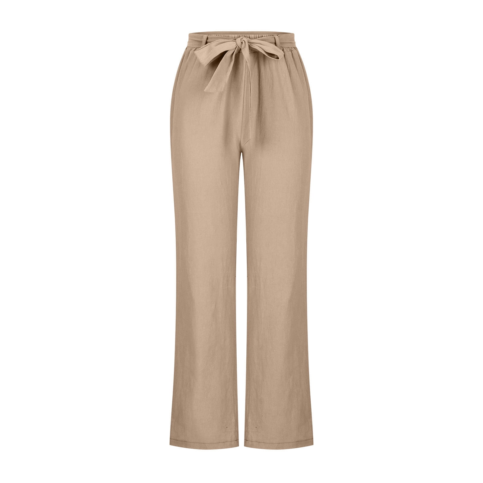 DSODAN Linen Pants for Women,Beach Lightweight Drawstring Capri Beige Cargo  Pant Plus Size Lounge Trousers with Pockets : : Clothing, Shoes 
