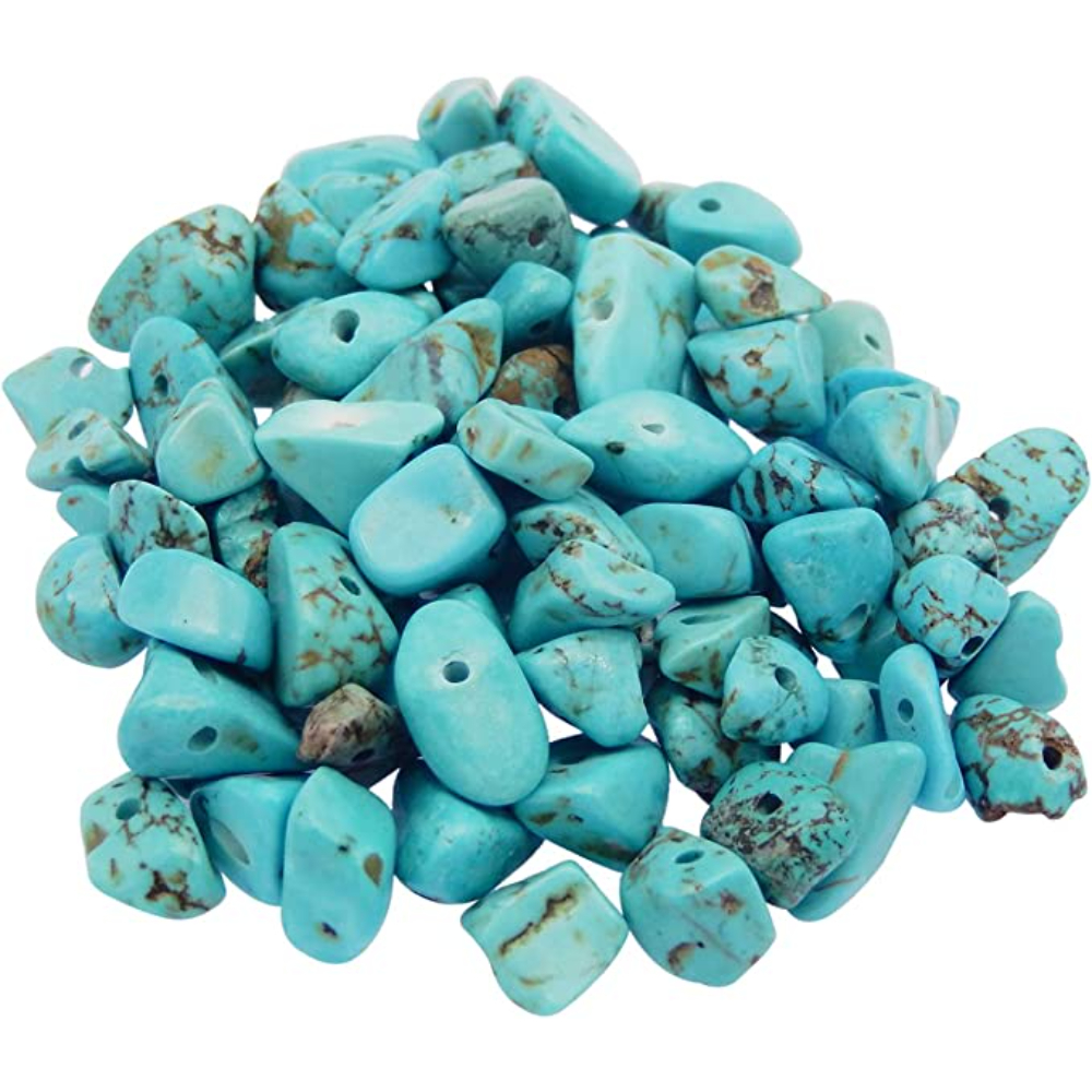 FZFLZDH Blue Turquoise 100g Natural Chip Stone Beads 5-8mm Healing Crystal Irregular Gemstones Drilled DIY Loose Rocks Bead Crystal for Bracelet Earrings Necklace Jewelry Making Crafting