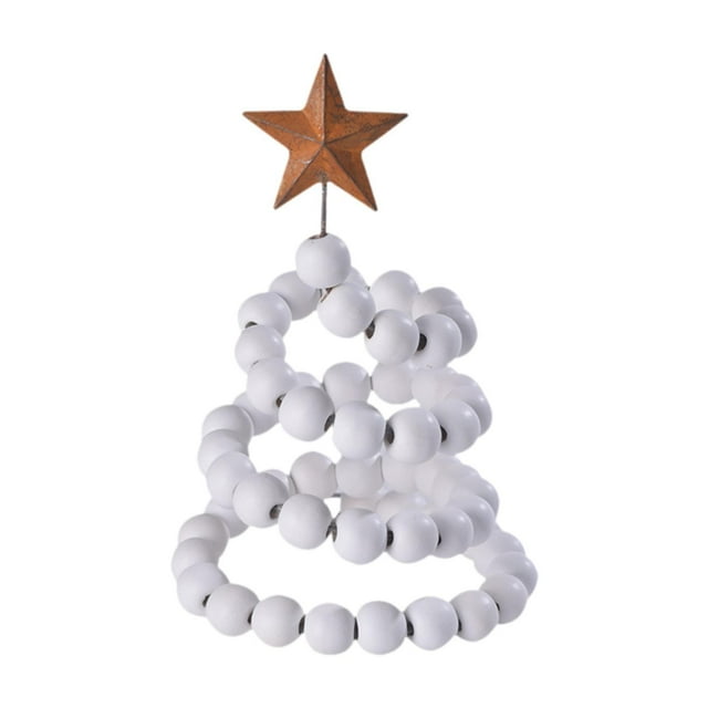 Mini árbol de Navidad de escritorio con adorno central de estrella para festival de madera Blanco