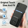 thumbnail image 6 of Magnetic Carbon Fiber Case for iPhone XS / iPhone X with Holder Kickstand, Fiber Texture Wallet Phone Case with Card Holder Durable Military Grade Protection Cover for iPhone XS / iPhone X, Black, 6 of 10