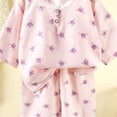 thumbnail image 4 of NIEWTR Baby Summer Outfits Children 2PC Summer Clothes Short Sleeve Pullover and Elastic Shorts Soft Pajamas Set for 6 12 18 24 Months 2T 3T Lightweight(A-Purple,4-5 Years), 4 of 4
