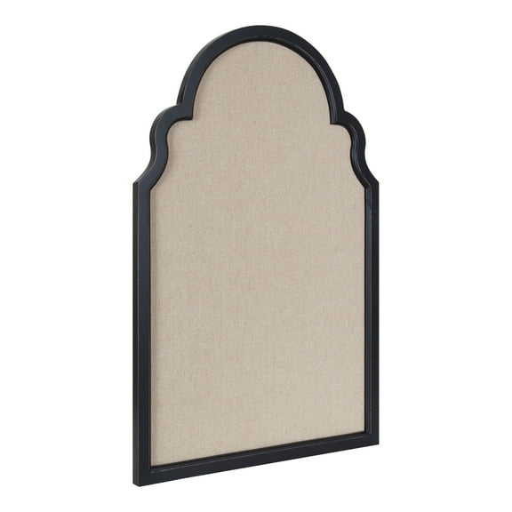 Kate and Laurel Hogan Farmhouse Framed Arch Fabric Pinboard, 24 x 36, Black, Decorative Bulletin Board with Moroccan Arch and Linen Fabric Pinning Surface for Wall