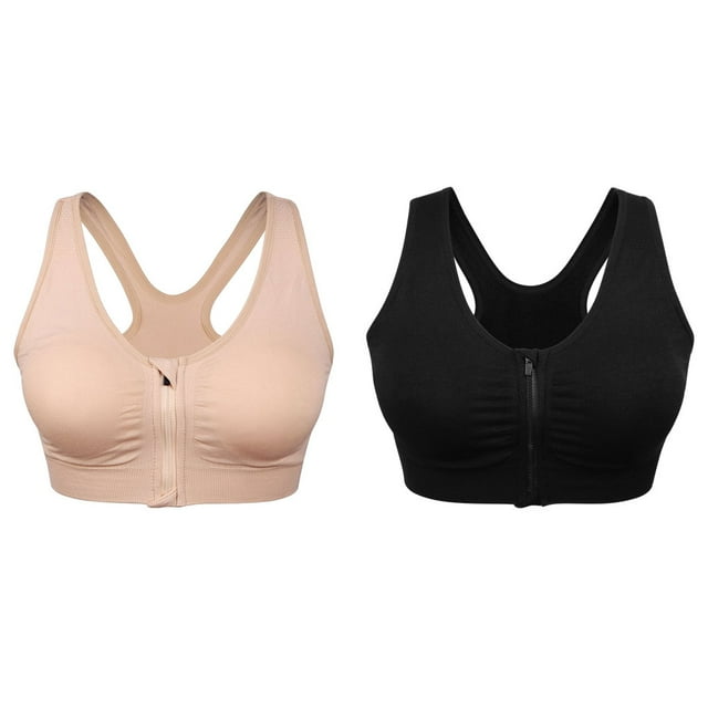 kurtrusly 2pieces Versatile Performance With Wide Application Sports Bra Seamless black+skin color M 1Set