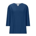 thumbnail image 5 of Perfectbot Women's Plus Size 3/4 Sleeve V-Neck Tee Casual Solid Color T-Shirt Sizes L-5X, 5 of 6