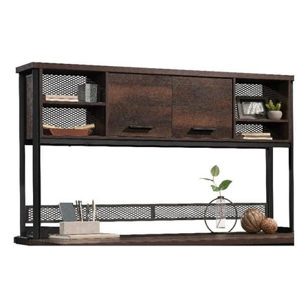 Pemberly Row Engineered Wood and Metal Large Hutch in Barrel Oak