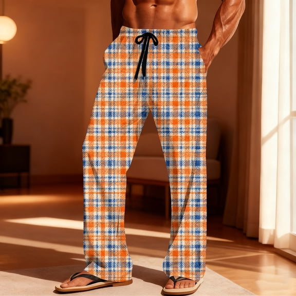 Blmnix Mens Pjs Sets Sleep Pants Bamboo Pajamas Summer Bottoms Pajama Set Crew Neck Sleeveless Long Straight-Leg Men's Pajama Bottoms,S