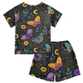thumbnail image 2 of Butterflies Moon Pattern Summer Pajama Set Soft Cotton Short Sleeve Sleepwear 2PCS Pajama Sets Breathable Lounge Set Size 8Y, 2 of 7