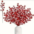 thumbnail image 5 of Artificial Holly Berry Picks 1 Piece 8.5 Inch Frosted Red Berry StemsforChristmas Tree Filler DIY Winter Wreath and Holiday Home Decor, 5 of 7