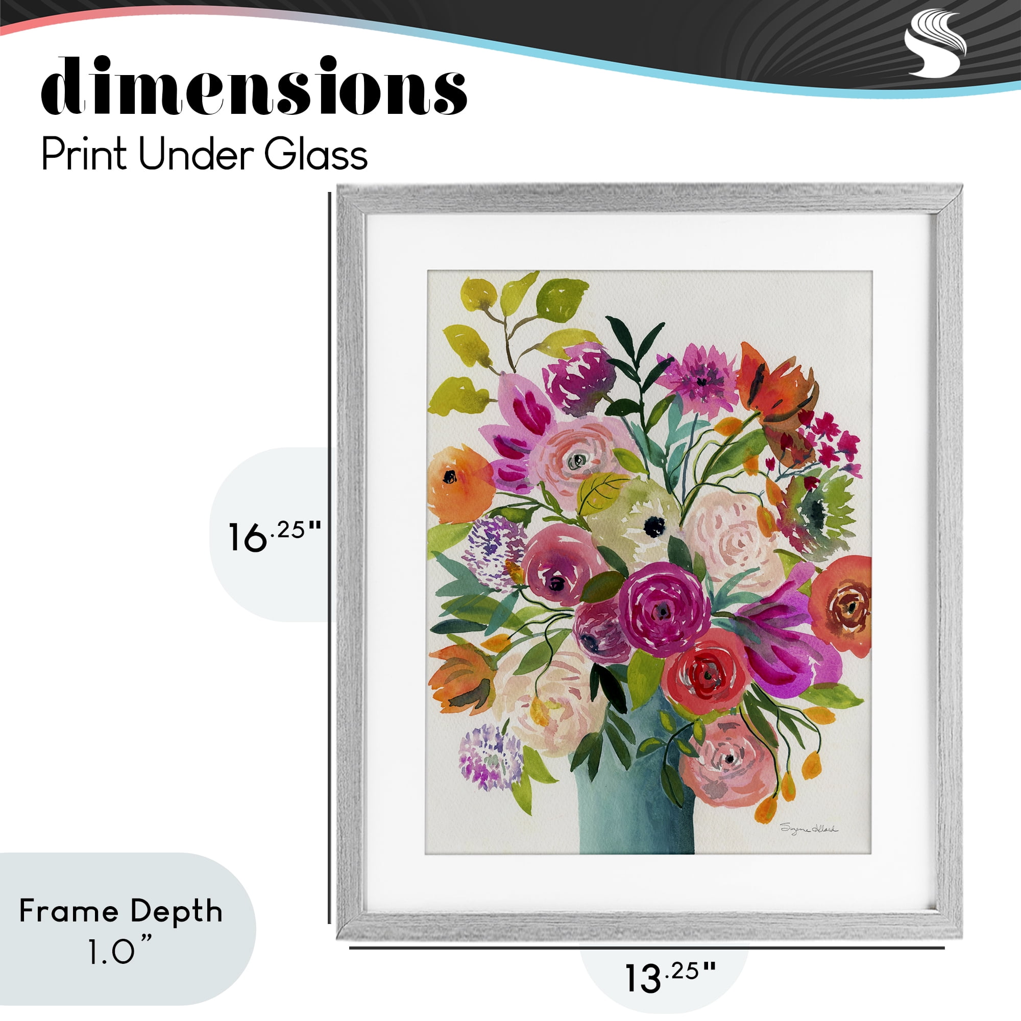 Stupell Industries Jewel Of Summer Bouquet Gray Framed Print Under Glass, design by Suzanne Allard