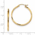 thumbnail image 2 of 14K Yellow Gold Satin & Diamond Cut Square Tube Hoop Earrings, 2 of 2