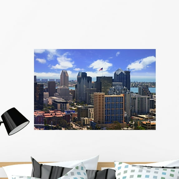Downtown San Diego Wall Mural by Wallmonkeys Peel and Stick Graphic (36 in W x 24 in H) WM210715