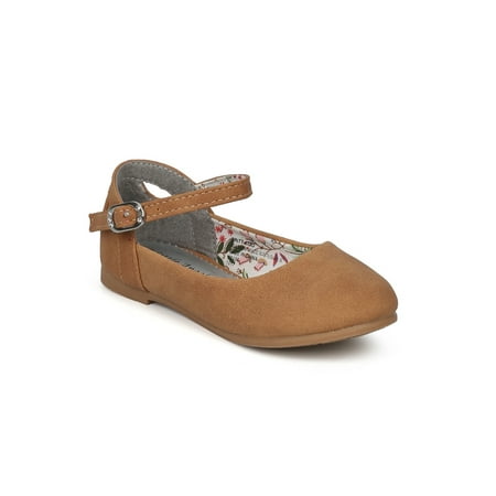 

New Girl Little Angel Britt-873D Nubuck Ankle Strap Cut Out Ballet Flat