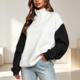 thumbnail image 2 of Womens Half Zip Up Hoodie, Color Blocking Fleece Oversized Cute Sweatshirt, Half-zip Zipper Hoodies for Women,Stand Collar Sweatshirts,Comfy Pullover with Pocket,Fall Clothes,Winter Outfits, 2 of 6