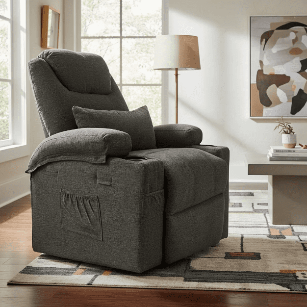 Sillón Eléctrico Reclinable Elevador, masajeador y calefacción color Gris Living Essentials