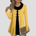 thumbnail image 2 of Ovafbau Women Plus Size Long Sleeve Hoodless Sweatshirts Womens Faux Layered Mock Neck Long Sleeve Button Front Tunic Fall Winter Outfits, 2 of 6