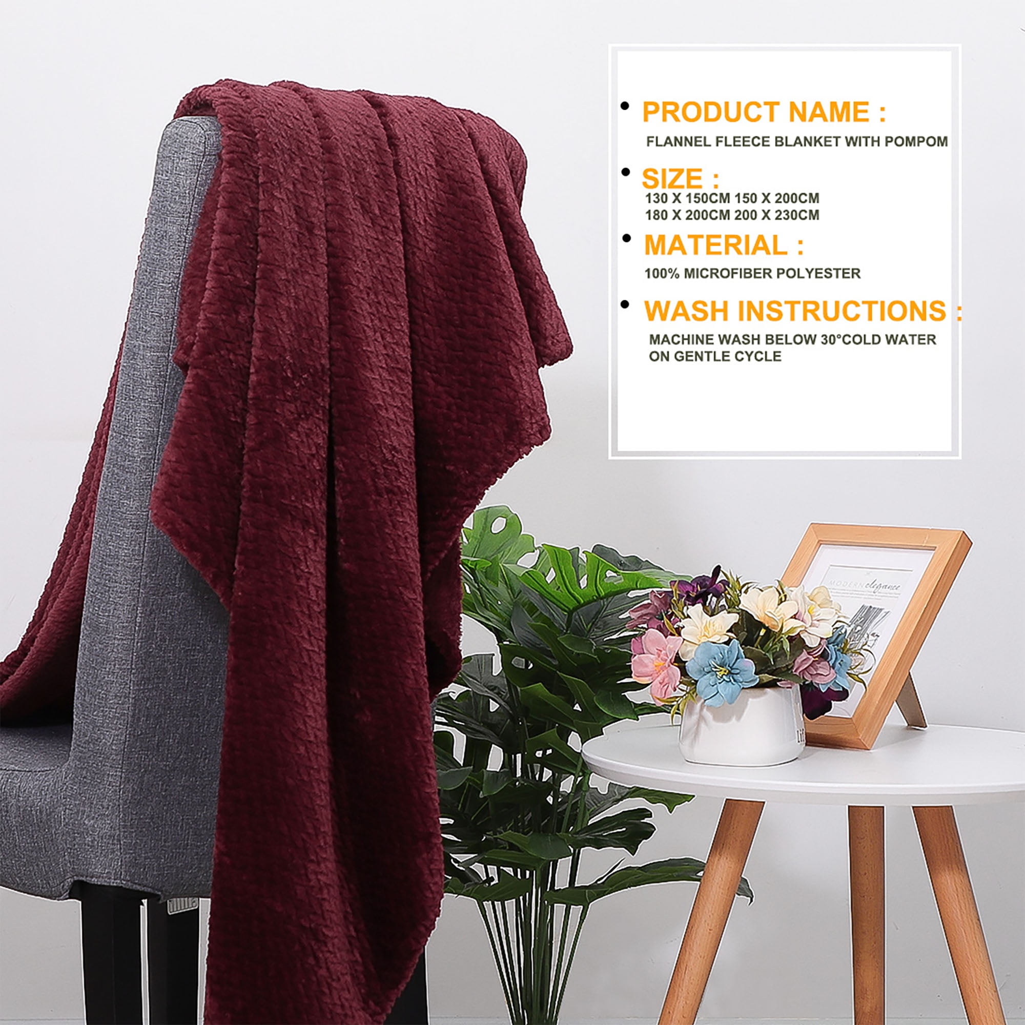 Soft Microfiber Plush Flannel Fleece Blanket Lightweight Decoration Blankets For Bed Or Sofa Burgundy 50 X 60 Inches Walmart Com Walmart Com