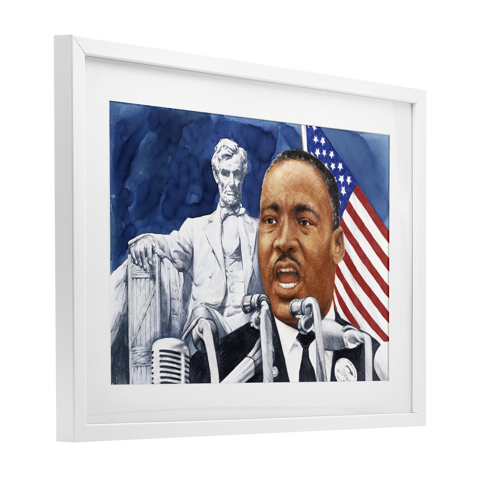 1960s American Speech Portrait White Framed Print Under Glass, design by Wind River Studios
