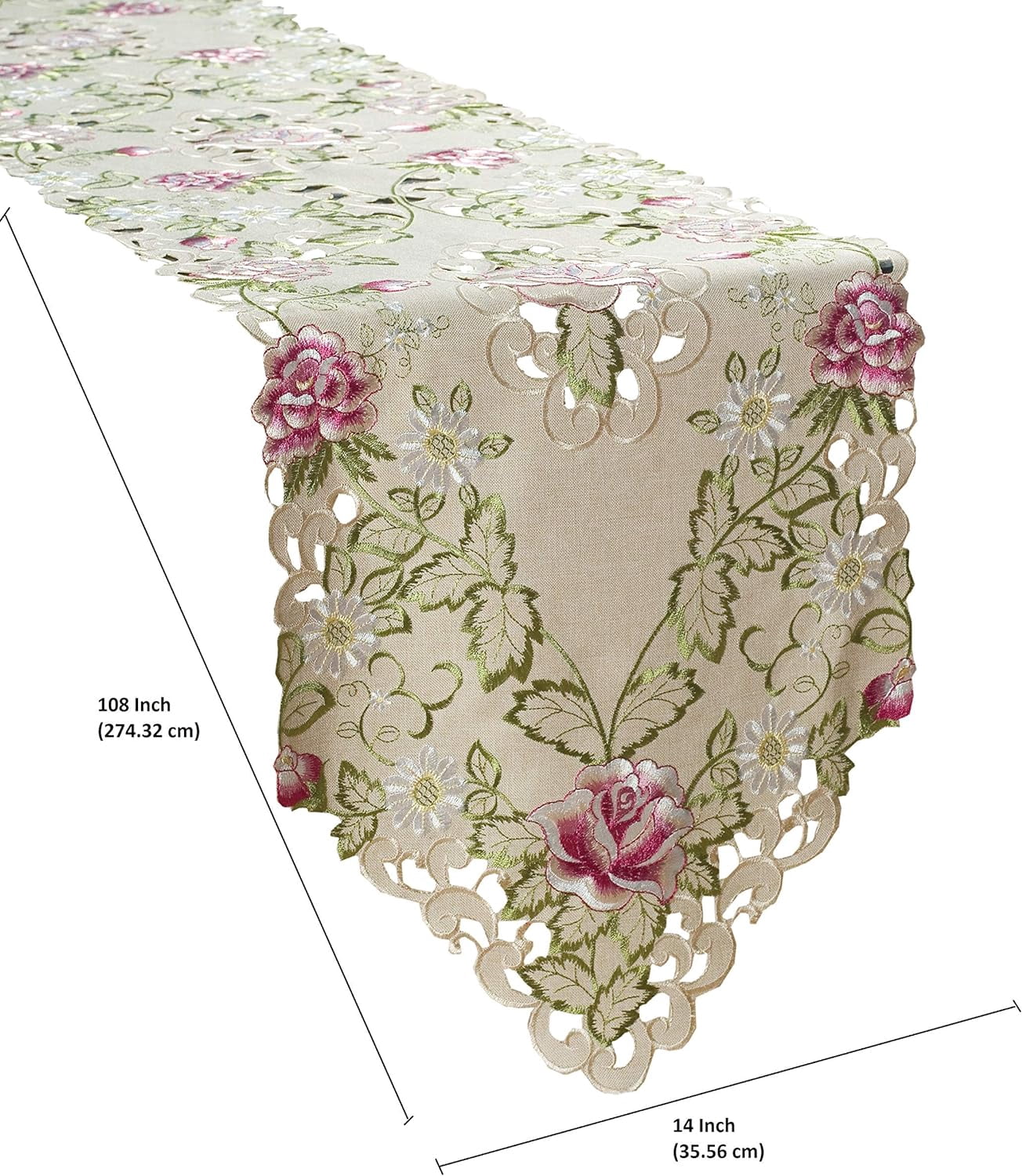 Table Runner Set of 6 for Dining Table, Beige Table Linen, 14x108 inches - The Docia Collection - Home Decor