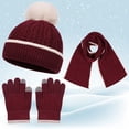 thumbnail image 2 of ChaoLingNeng Kids Winter Hat Scarf Gloves Set, Toddler Lined Gloves Warm Knitted Scarf Winter Beanie with Pom for Boys Girls, 2 of 7