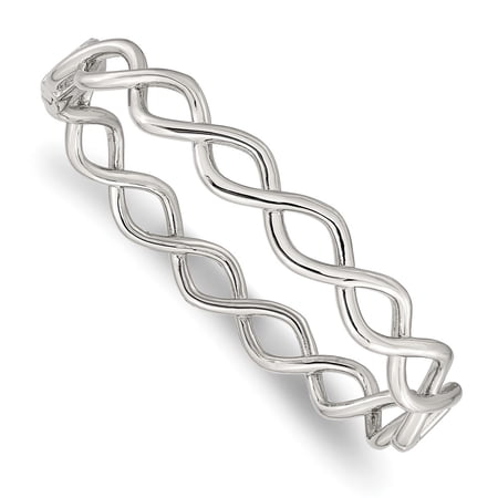 Stainless Steel Bracelet Bangle Women's 9.75 mm 7 in Chisel Polished Criss Cross Hinged