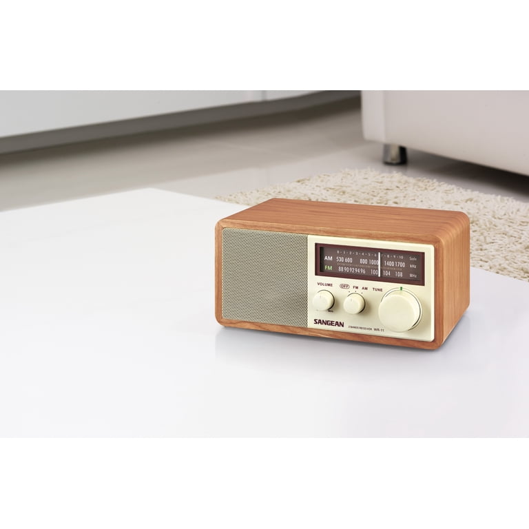 Sangean, AM/FM Tabletop Radio, WR11, Wooden Walnut Cabinet