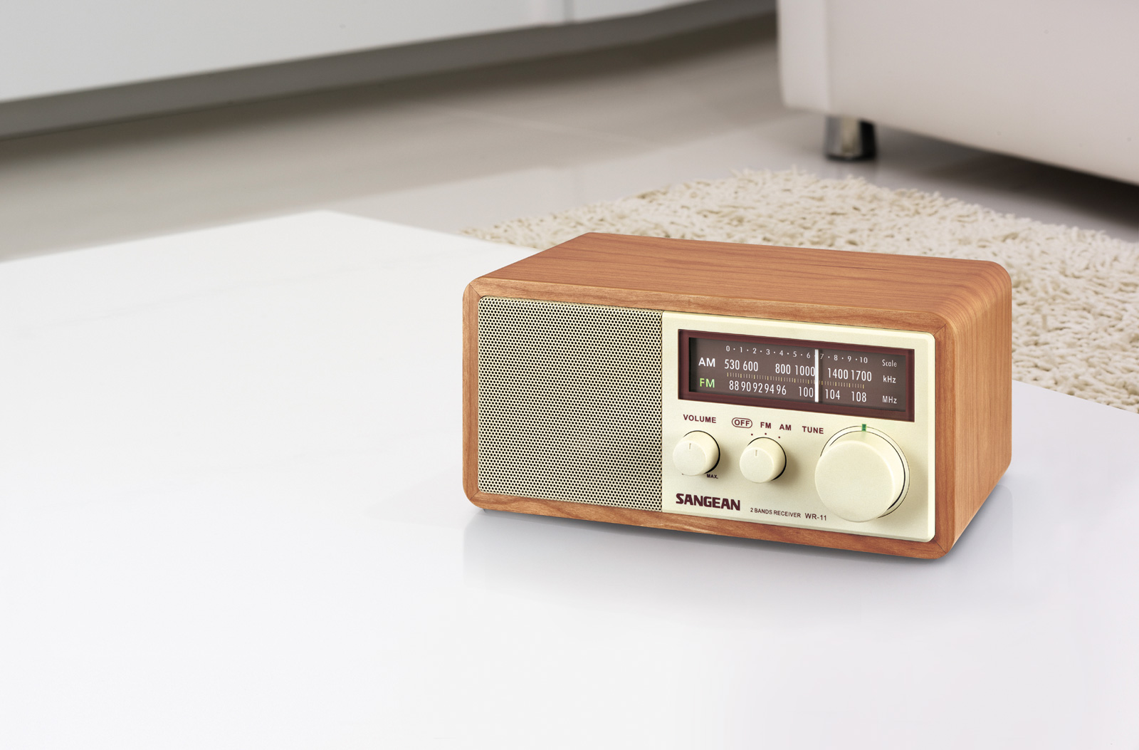 Sangean AM FM Aux Wooden Cabinet Table Top Radio with AUX Input - image 2 of 4
