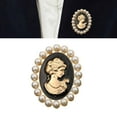 thumbnail image 2 of Victorian Era Inspired Cameo Brooch With Rhinestones And Pearls For Women Fashion Statement Jewelry Clothing Accessory, 2 of 13