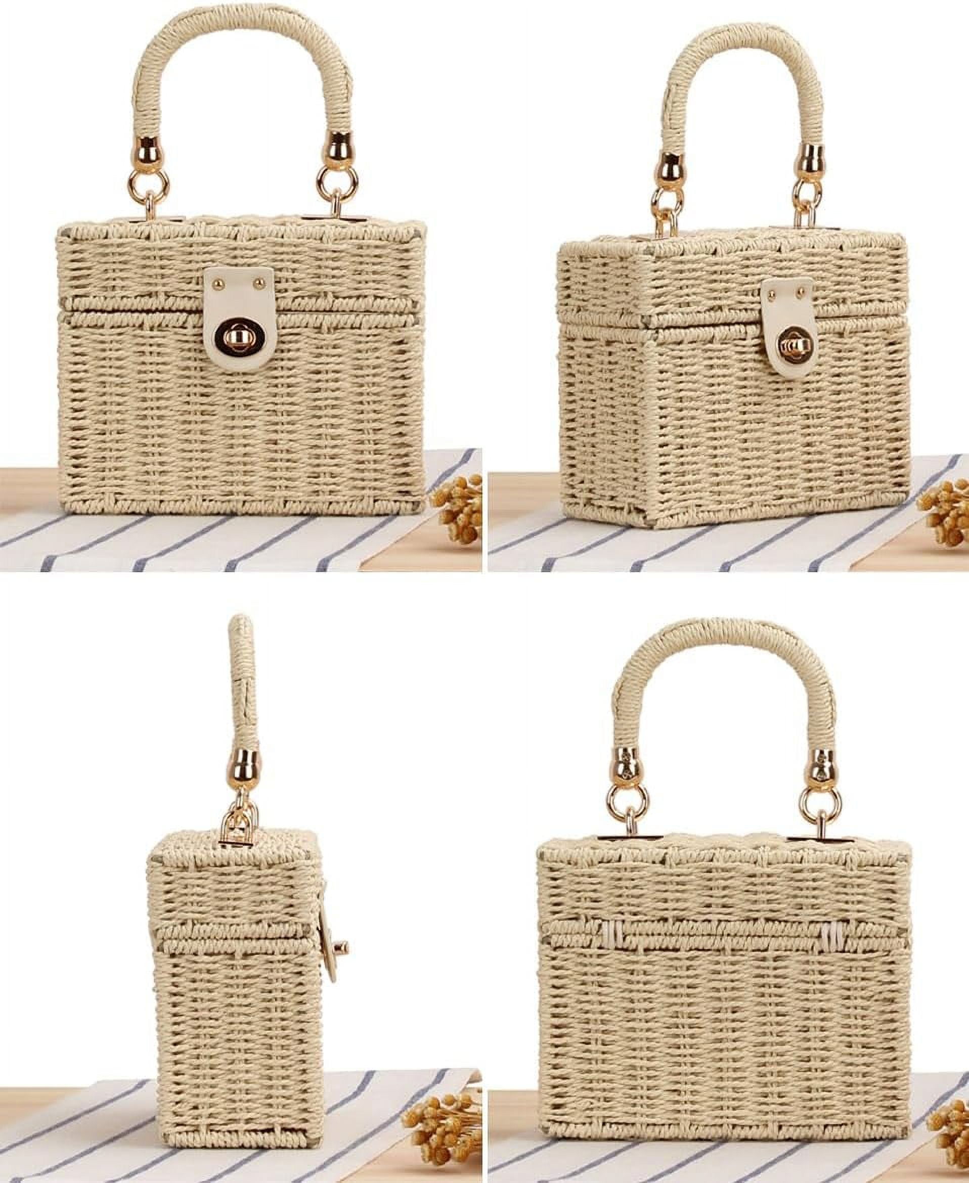 Straw Handbag for Women Crossbody Shoulder Bag Hand Woven Hobo Purse Casual Rattan Summer Beach Totes Clutch