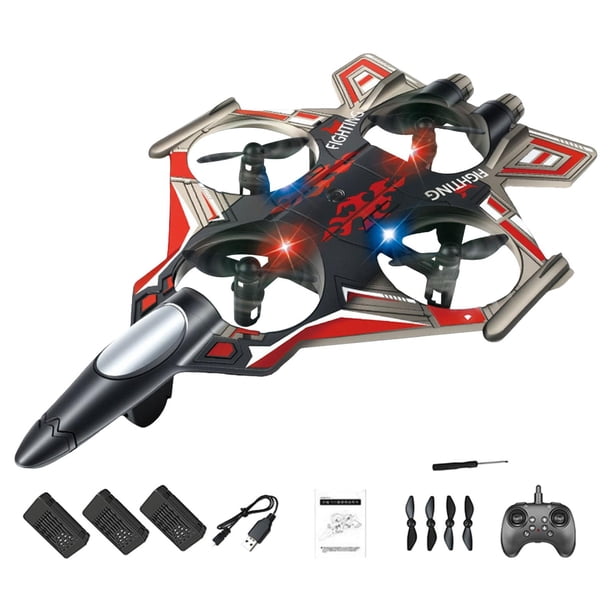 Avión RC Avión de control remoto Avión ligero portátil con luces LED Helicóptero Batería roja 3