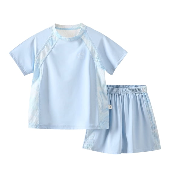 Riecok Summer 2 Piece Sets for Girls Silk Breathable Short Sleeve T Shirt Shorts Short Sets Running Jogging Tracksuit