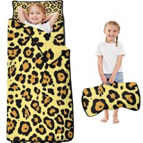 Yellow and Black Leopard Pattern Toddler Nap Mats for Kids Preschool,Sleeping Mat Bag or Kids,Toddler Sleeping Bag,Toddler Nap Mat or Daycare