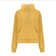 thumbnail image 4 of QATAINLAV Long Sleeve Shirts for Women Casual Half Zip Sweatshirts Loose Thumb Hole Cropped Tops Fall Winter Fleece Pullover Yellow 3XL, 4 of 6