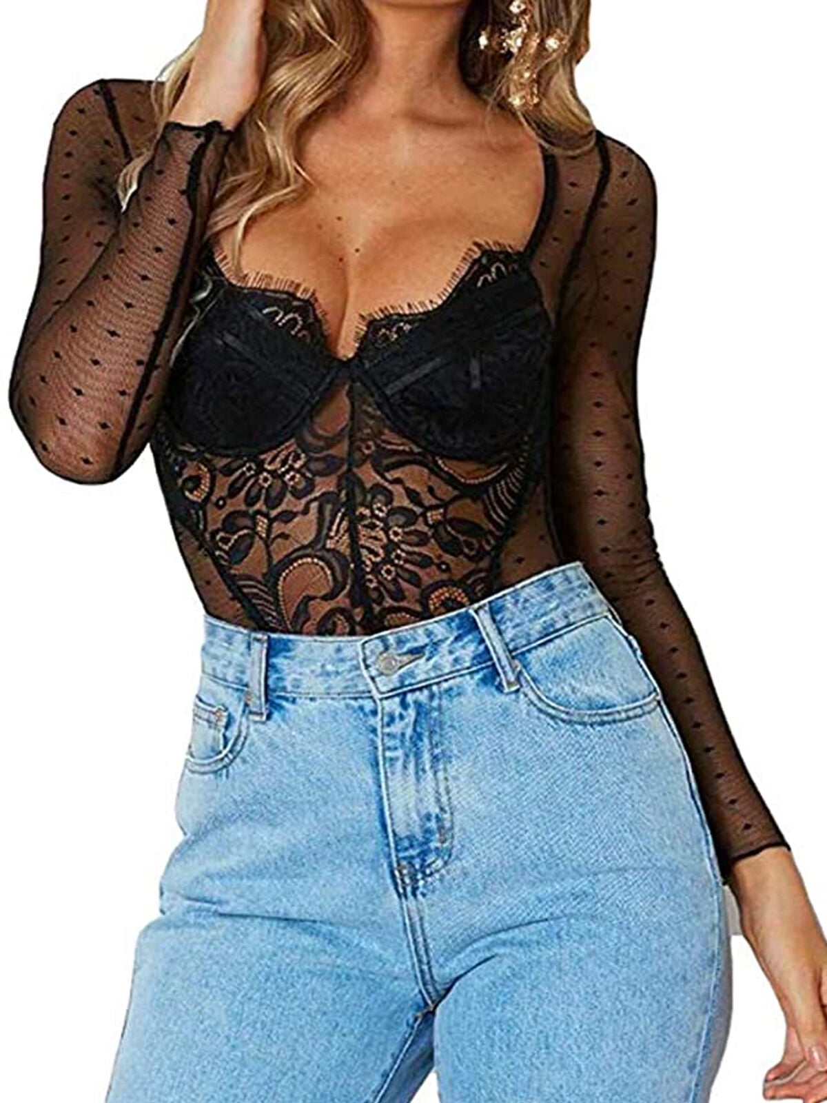 lace body suit shirt