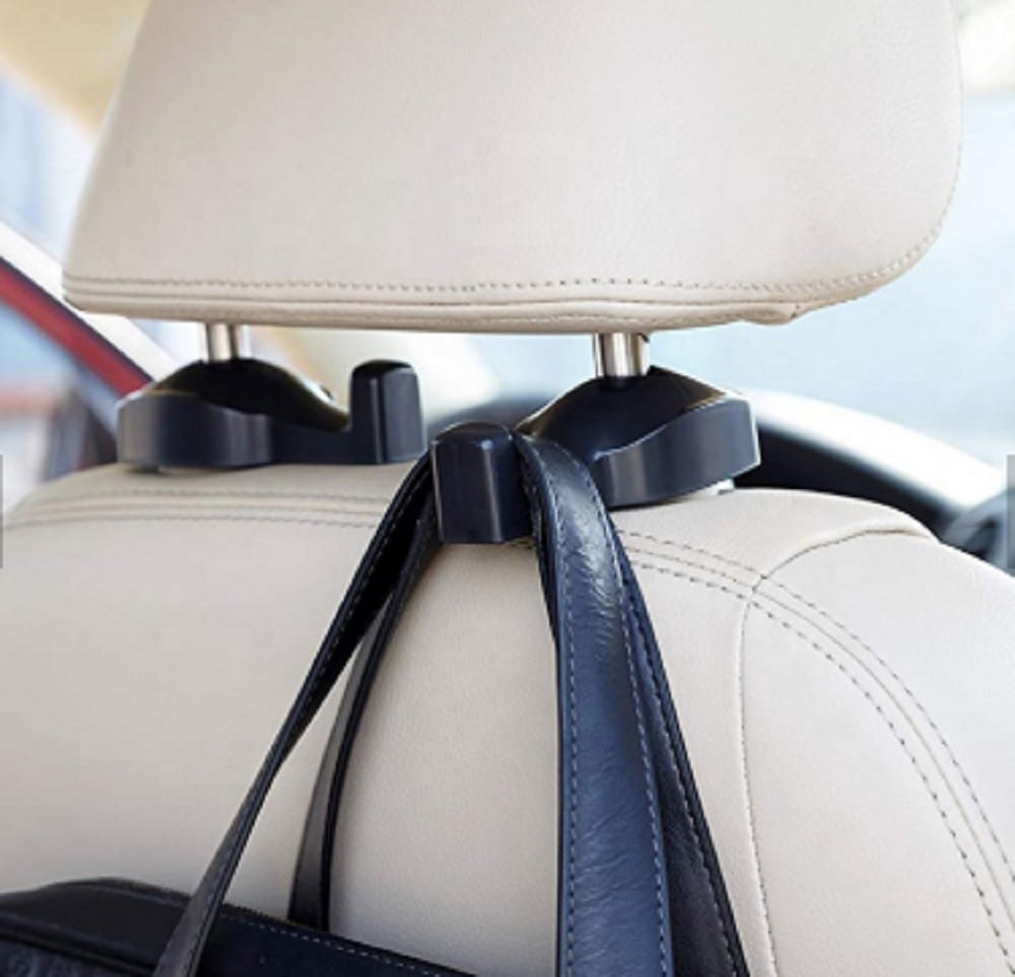EDEALYN 4-Pack Universal Car Seat Headrest Hooks – Purse, Coat, Bag Organizer Holder, Plastic