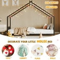 thumbnail image 5 of Bellemave Twin Size Metal House Bed with Roof and LED Lights Montessori House Bed with Headboard and Footboard  Floor Bed Frame with Slats (Twin, Black), 5 of 10