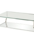 thumbnail image 2 of Glass Top Coffee Table with Metal Frame and Mirror Shelf Chrome - Saltoro Sherpi, 2 of 5