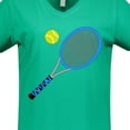 thumbnail image 4 of Inktastic Blue Tennis Racket and Ball Women's V-Neck T-Shirt, 4 of 5