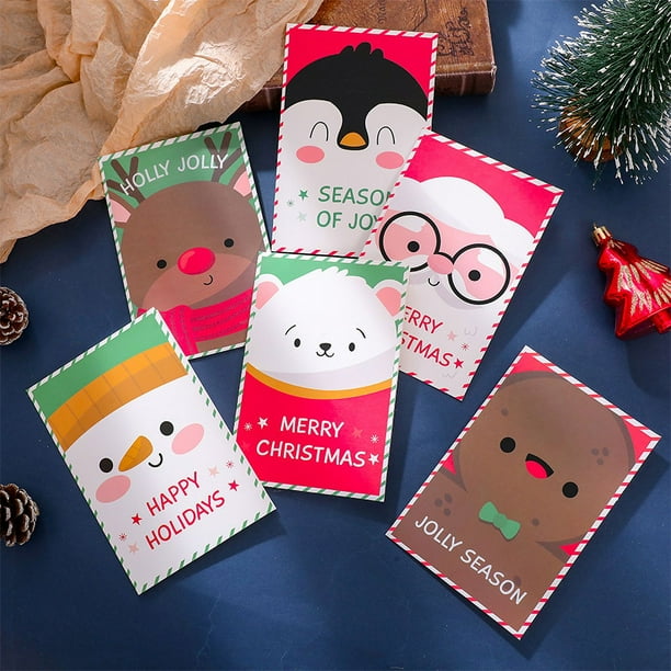 Juego de 24 tarjetas navideñas: tarjetas de felicitación navideñas con sobres y pegatinas a juego, 6 diseños variados, tarjetas navideñas al por mayor, perfectas para enviar cálidos deseos navideños