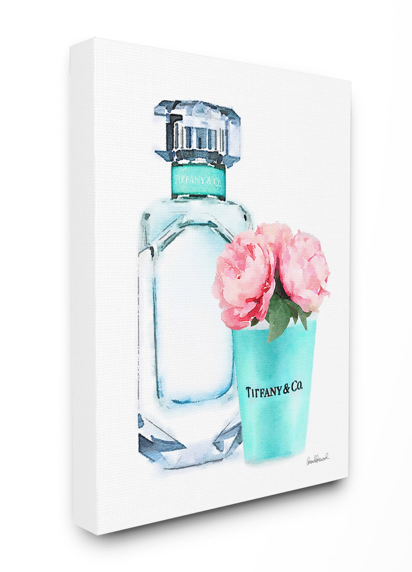 The Stupell Home Decor Collection Teal Blue Perfume Bottle and Pink ...