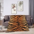 thumbnail image 6 of DouZhe Ultra-Soft Micro Fleece Lightweight Flannel Bed Blanket, Tiger Stripe Print Cozy Warm Throw Blankets, 60"x50", 6 of 7