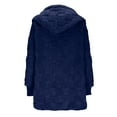 thumbnail image 5 of Atogsazn Womens Sherpa Jacket Fuzzy Loose Fit Thick Warm Cardigan Hooded Coat Fleece Winter Outerwear Clothes Dark Blue M Fashion, 5 of 5
