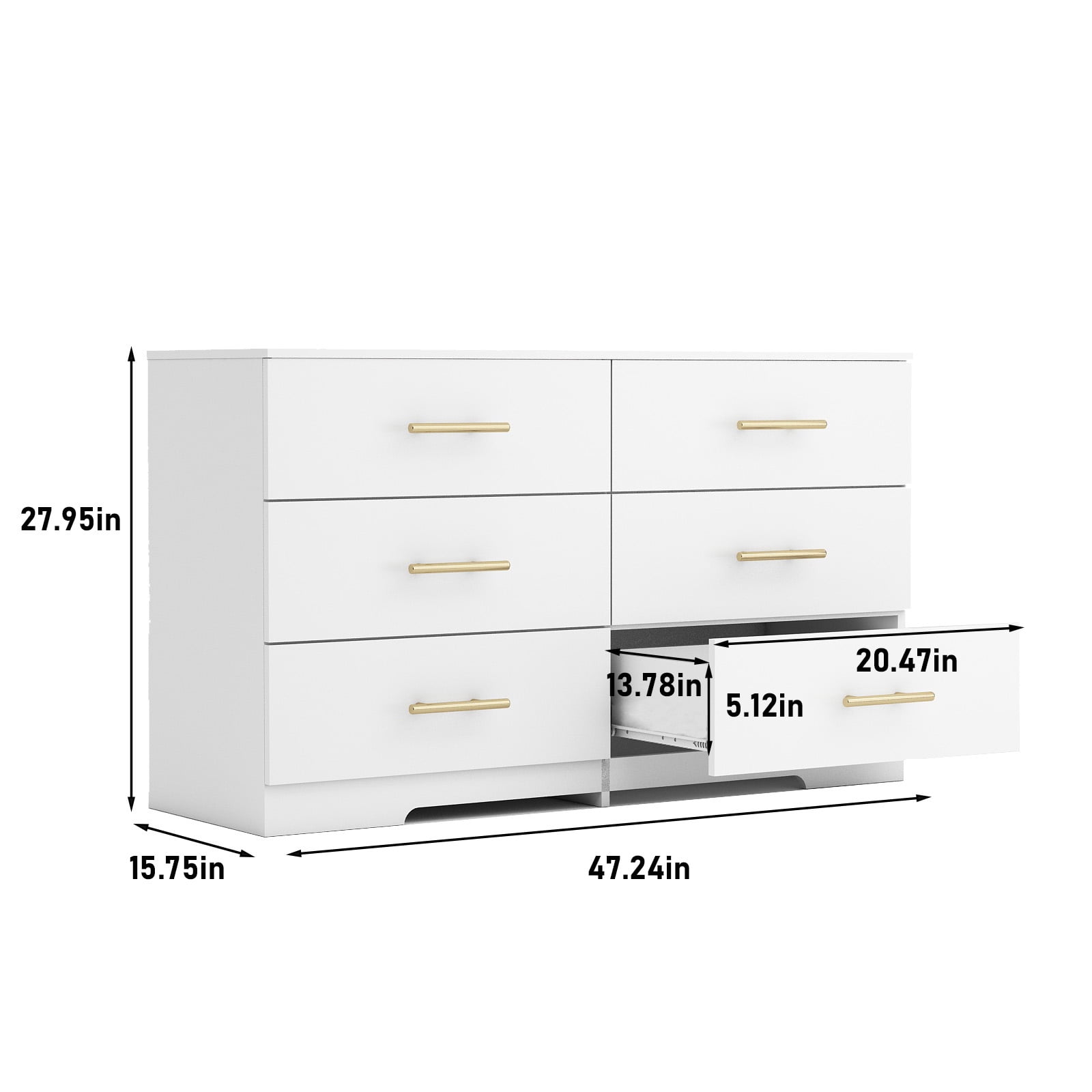 YYAo Wooden 6 Drawer Dresser, Large Modern Chest of 6 Drawers Night Table, TV Stand for 55" TV for Bedroom, Closet, Living Room, White YYAo Wooden 6 Drawer Dresser, Large Modern Chest of 6 Drawers Night Table, TV Stand for 55" TV for Bedroom, Closet, Living Room, White