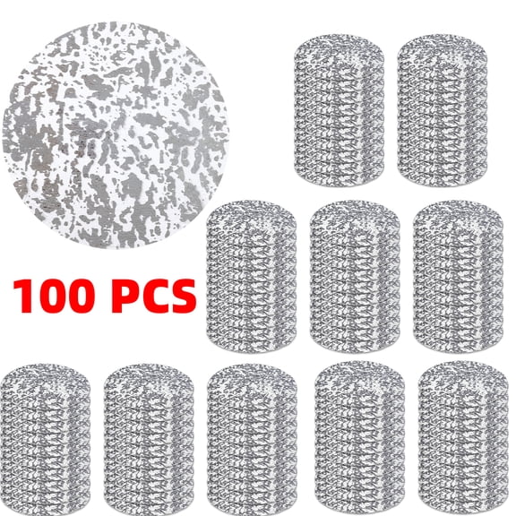 100 PCS Disposable Placemats Set, 13" Metallic Round Foil Mesh Pressed Table Doilies Paper Placemats for Wedding Birthday Party Dining Table