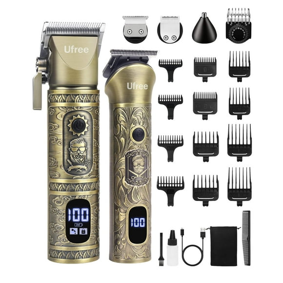 Ufree Professional Hair Clippers for Men with Beard Trimmer, Barber Clippers and Trimmers Set, Electric Razor Shavers for Men, Cordless Mens Grooming Kit f