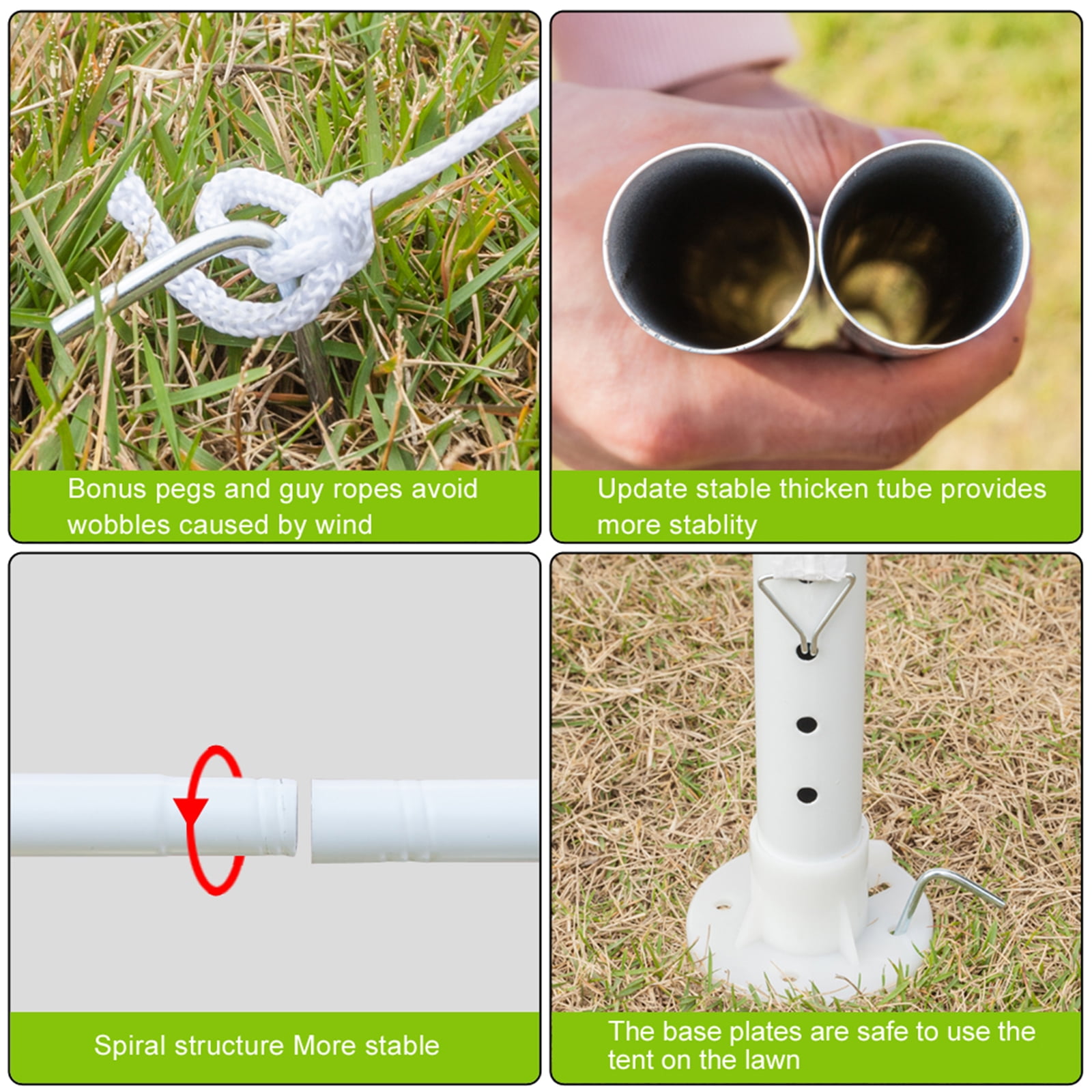 Kepooman 3 x 3m Portable Home Use Waterproof Canopy, Outdoor Wedding Canopy Tent with Spiral Tubes for Party/ Exhibition/ Picnic, White, No Cloth Kepooman 3 x 3m Portable Home Use Waterproof Canopy, Outdoor Wedding Canopy Tent with Spiral Tubes for Party/ Exhibition/ Picnic, White, No Cloth