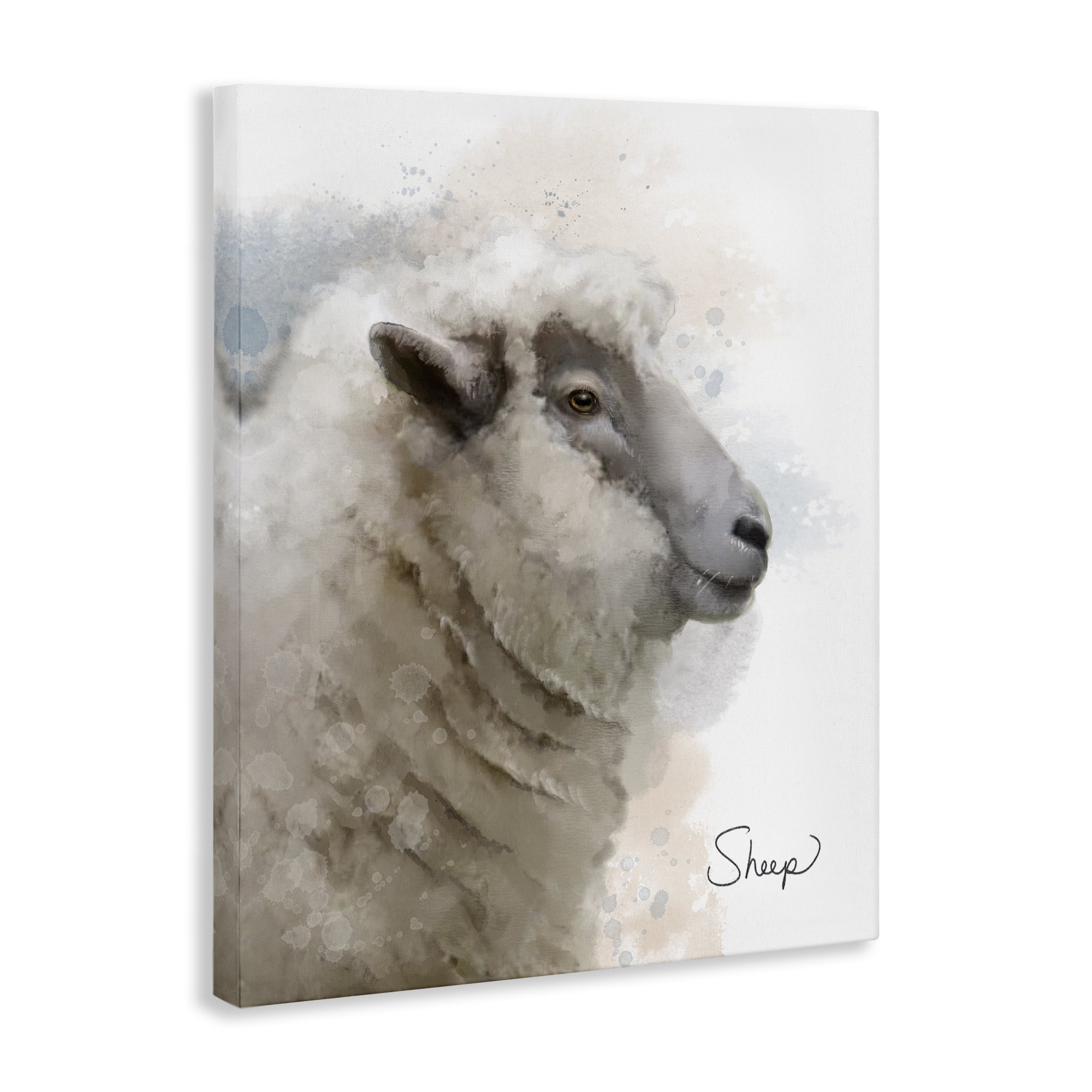 Stupell Industries Smiling Farm Sheep Animals Painting Wrapped Canvas Art Print Wall Art, 24 x 30