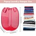 thumbnail image 2 of Miaocao Pop Up Laundry Hamper, 70L Collapsible Mesh Laundry Basket with Side Pocket, Foldable Dirty Clothes Hamper with Sturdy Reinforced Handles for Home Dorm Bedroom Travel Bathroom Storage, Black, 2 of 7